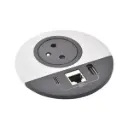 DISQ80 1 PRISE 2P+T + 1USB AC+ 1 RJ45 WIEL - METAL 