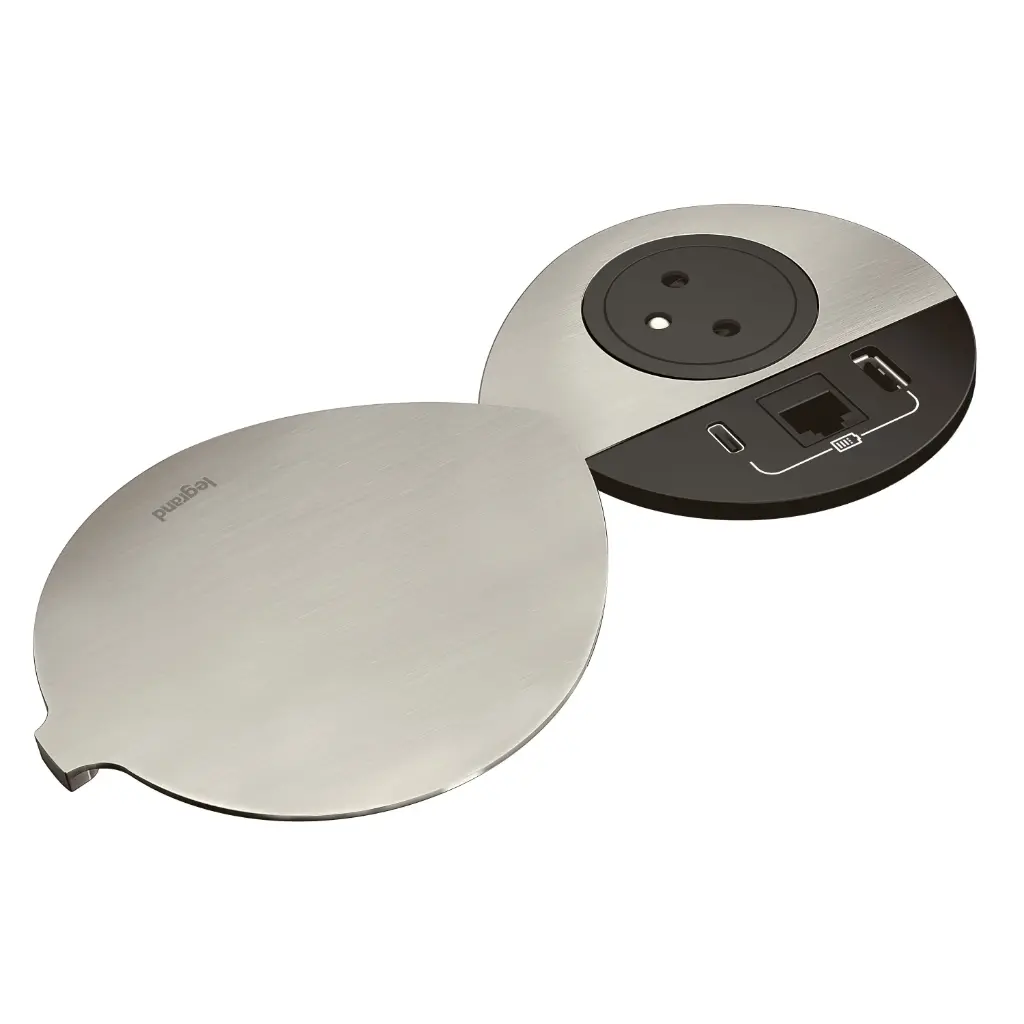 DISQ80 NOIR+CV 1 PRISE 2P+T + 1USB AC + 1 RJ45 WIEL