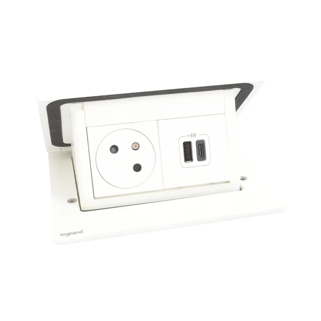 [EMH-P0153] POPUP 4M 1 PRISE 2P+T  + 1USB AC - BLANC