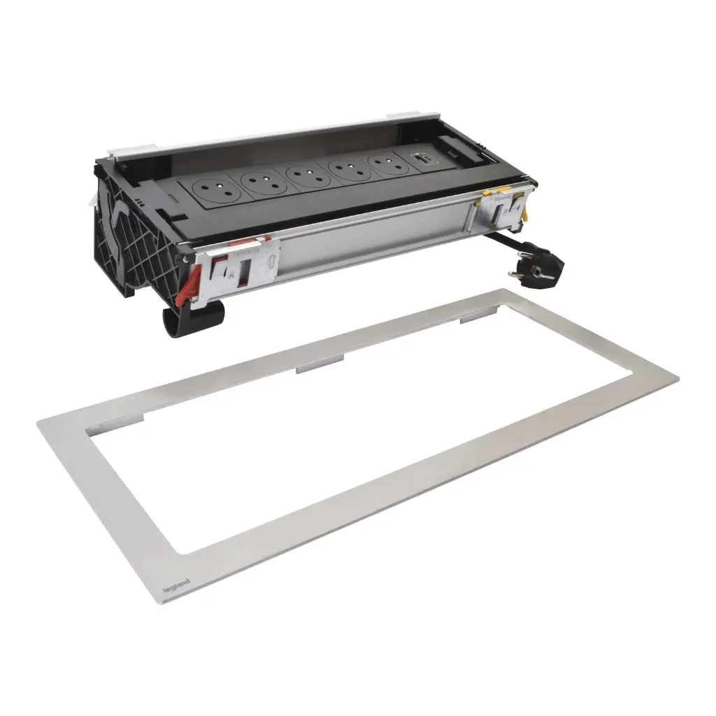 [EMH-P0191] FLIP UP 12M METAL 5 PRISES 2P+T + 1USB AC