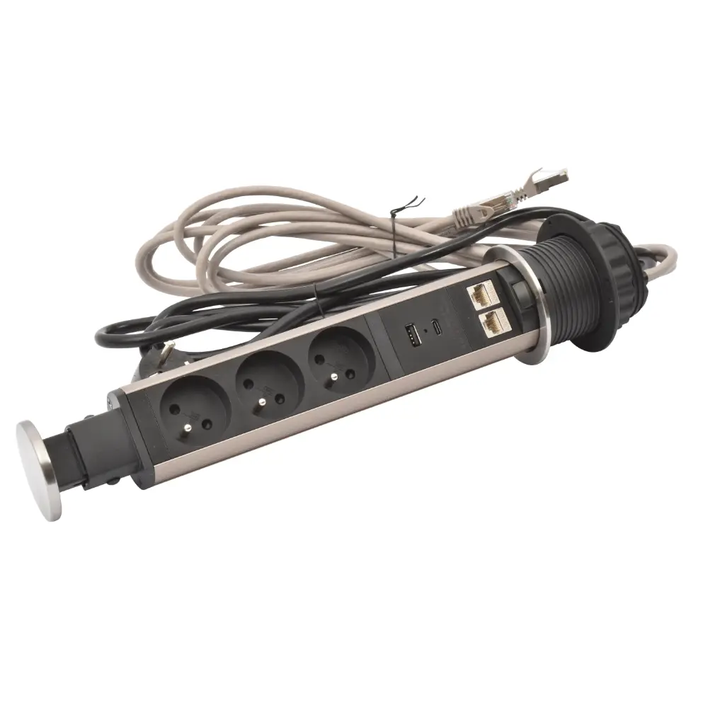 TOWER 60 3 PRISES 2P+T + 2RJ45 + 1USB AC
