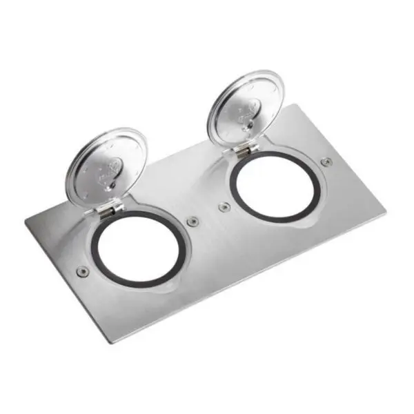 BOITE AU SOL POUR PRISE DOUBLE RECTANGULAIRE 4M  IP44  - INOX