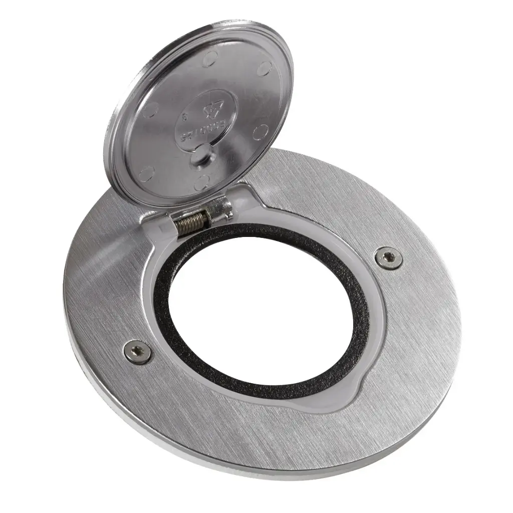 [EMH-P0239] BOITE AU SOL POUR PRISE SIMPLE RONDE 2M  IP44 - INOX