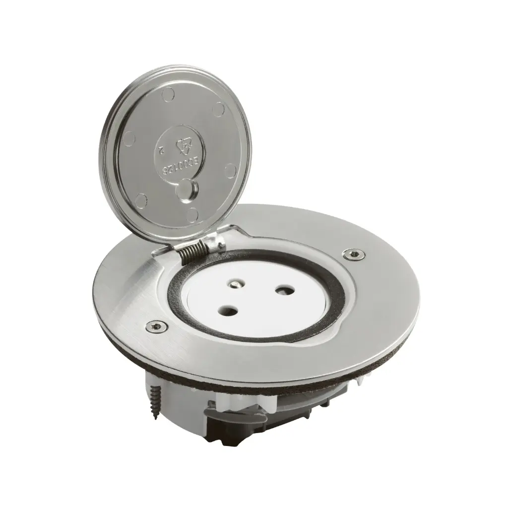 PRISE DE SOL SIMPLE AVEC PLATINE INOX 2M IP44 - ROND