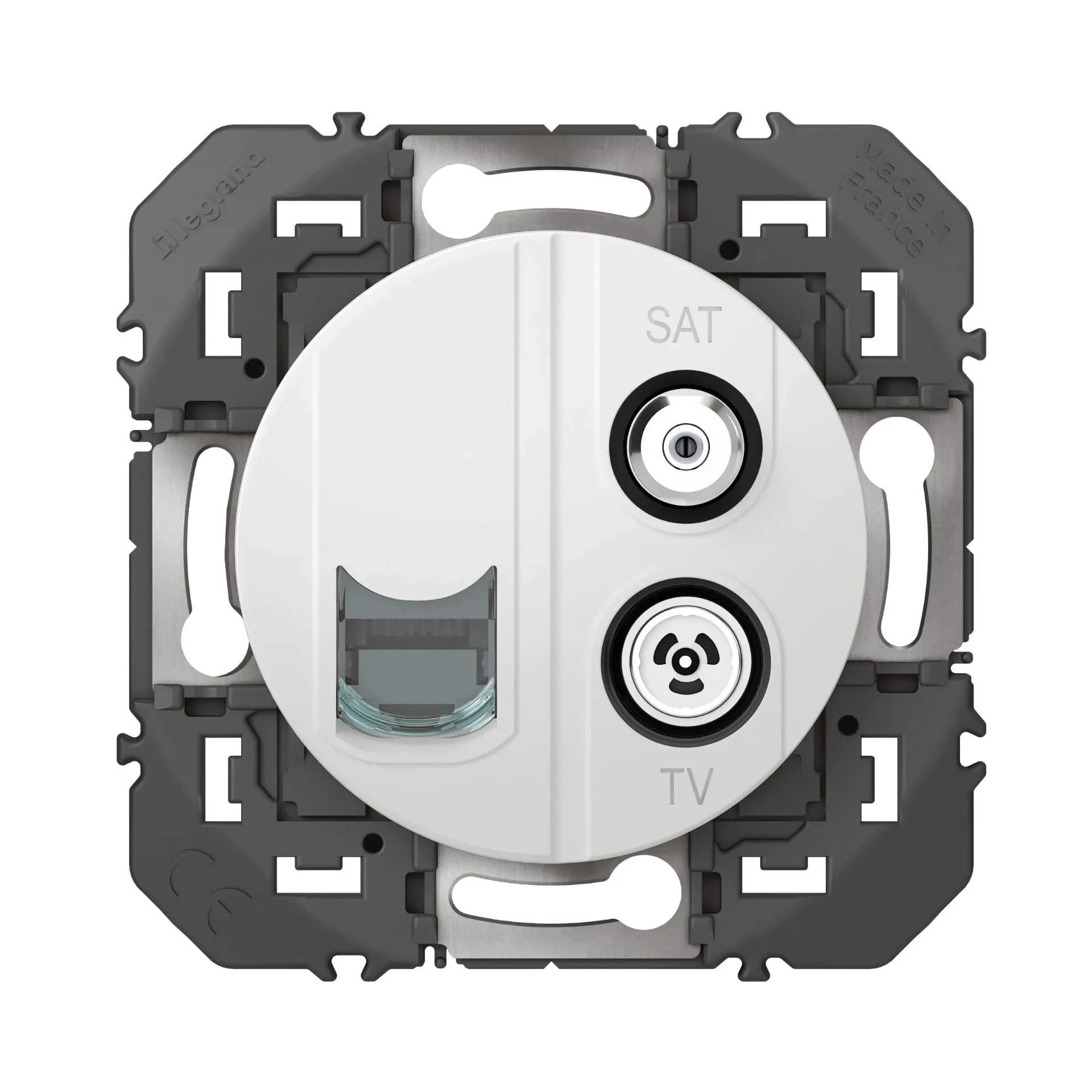 [EMH-P3097] PRISE TV-SAT + RJ45 CAT6 STP COMPACTE DOOXIE FINITION BLANC