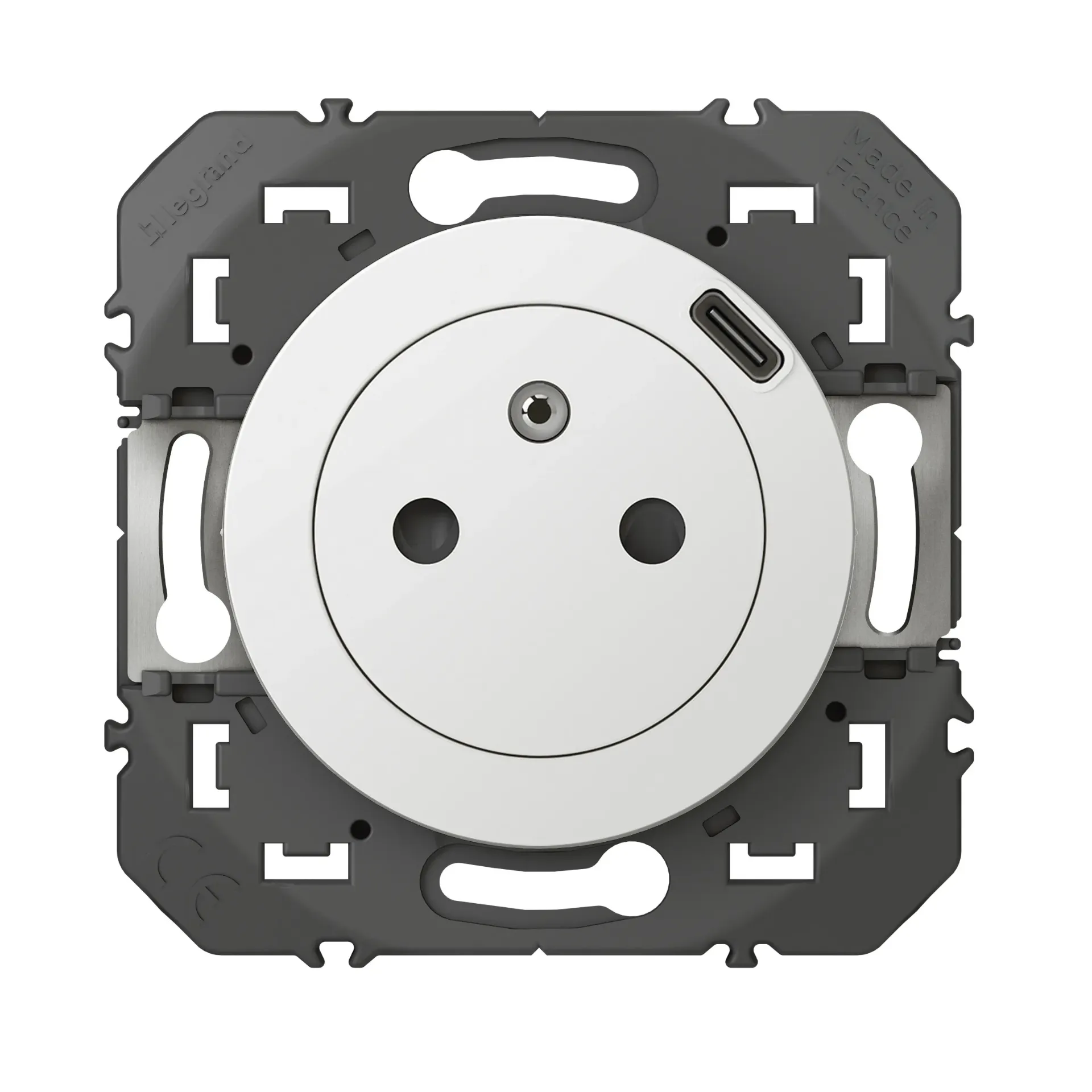 PRISE 2P+T AVEC CHARGEUR USB 1P BLANC DOXIE LEGRAND